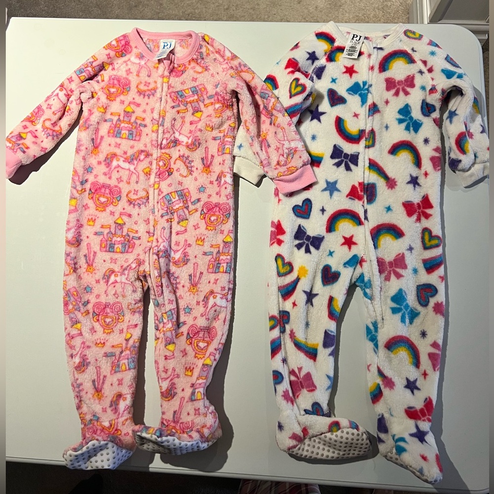 12-18mos Toddler Girls Footed Cozy Fleece Pyjamas